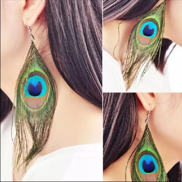 NWT BoHo Style peacock earrings - Picture 2 of 3